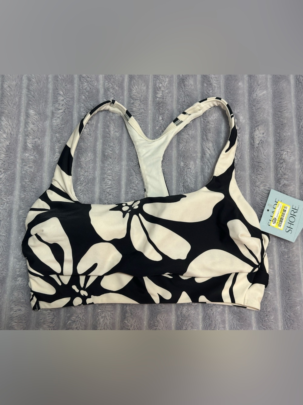 Shade & Shore Floral Racerback Top - Size M - Black & White